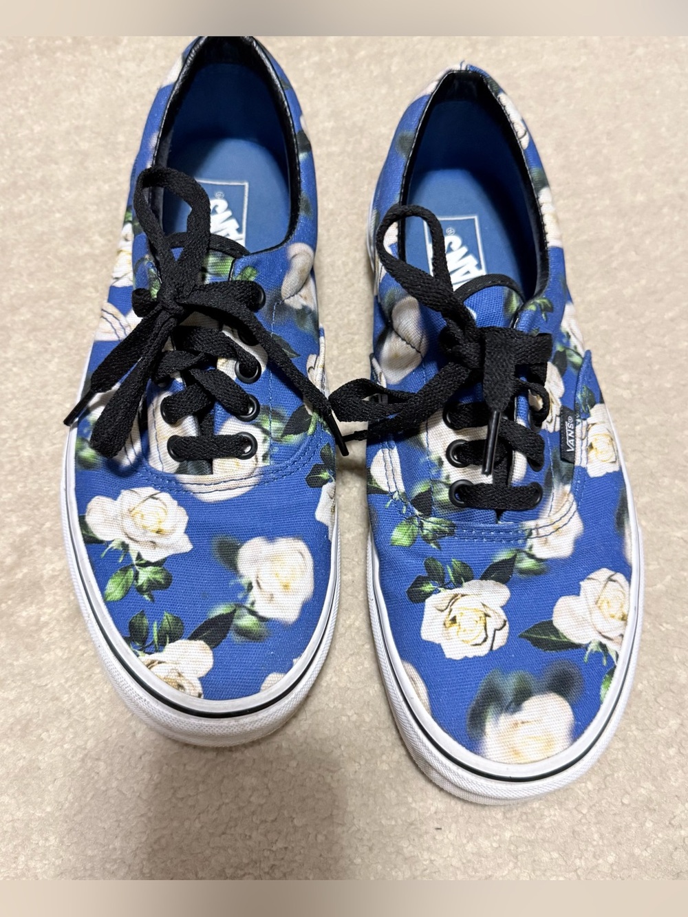 Vans Blue & White Rose Print, sz 10.5